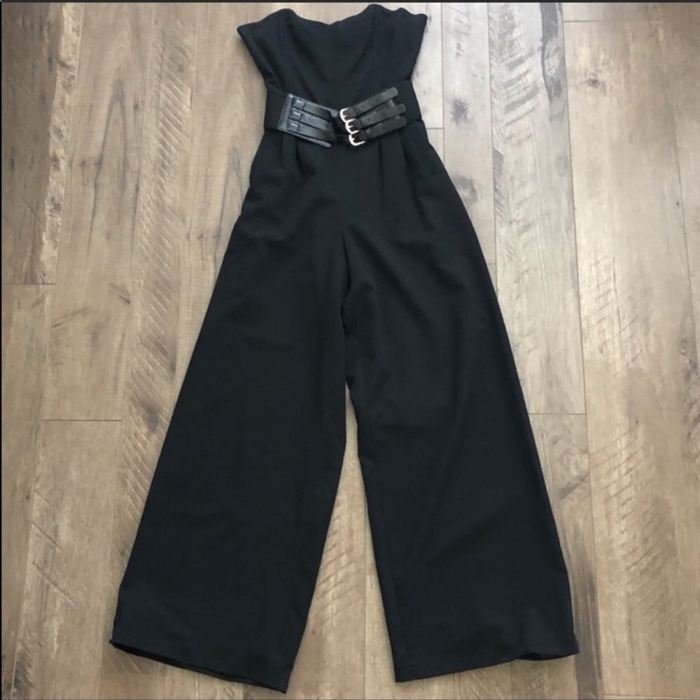Forever 21 Black Strapless Jumpsuit and Belt Small